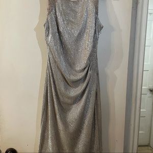 Ralph Lauren White Gold Ruche Party Dress
